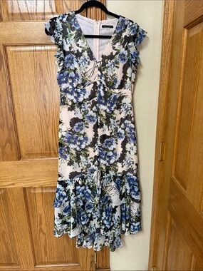 Tommy Hilfiger Blush Floral Printed Dress with Green Accents